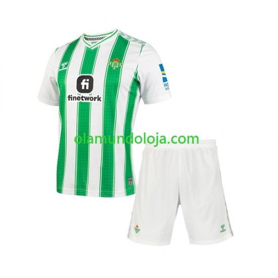 Camisola Real Betis Criança Equipamento Primeiro 2023-2024 Manga Curta